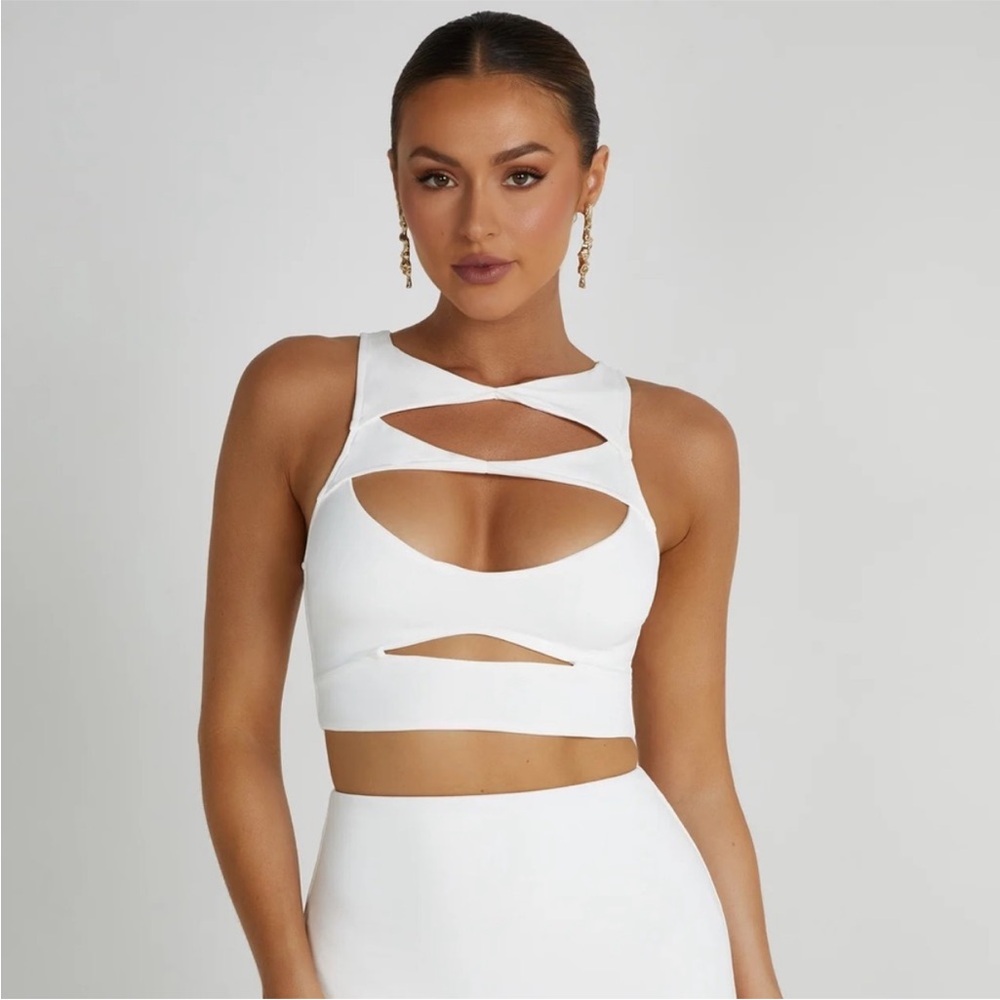 MESHKI Chloe Cut Out Crop Top - White